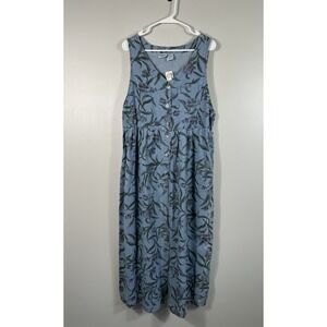 Vintage‎ Capacity Dress Womens Large Denim Floral Cottage Jumper Teacher Cotton